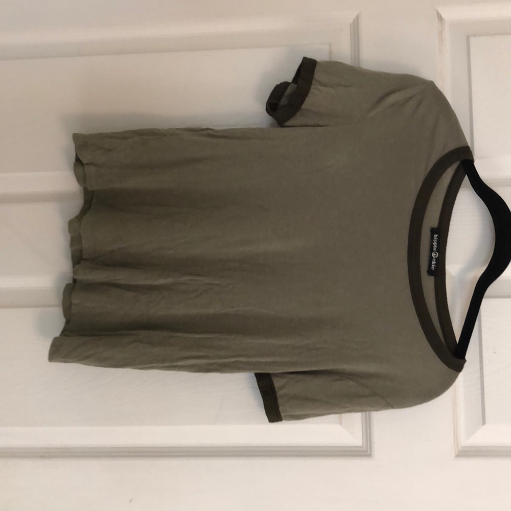 Military green cropped ringer tee